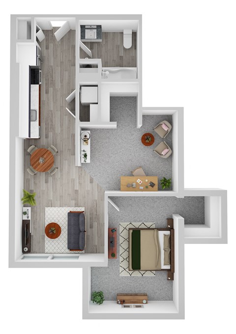 1 Bed C Floor Plan  at Noca Blu, Chicago, IL, 60647